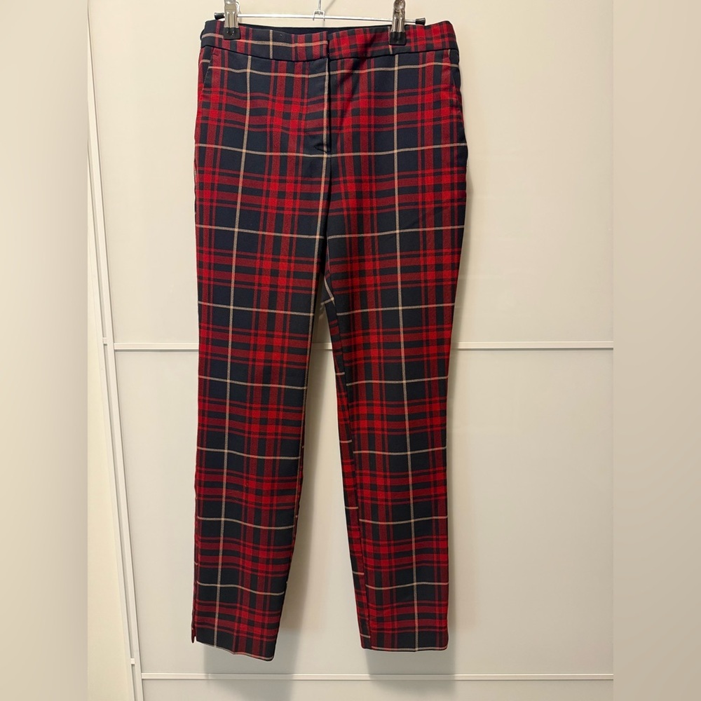 Zara Red and Black Plaid Dress Pants